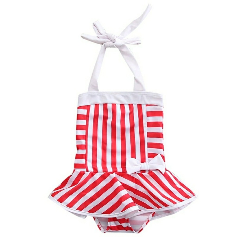 Toddler Red/White Stripped Swimsuit One-Piece